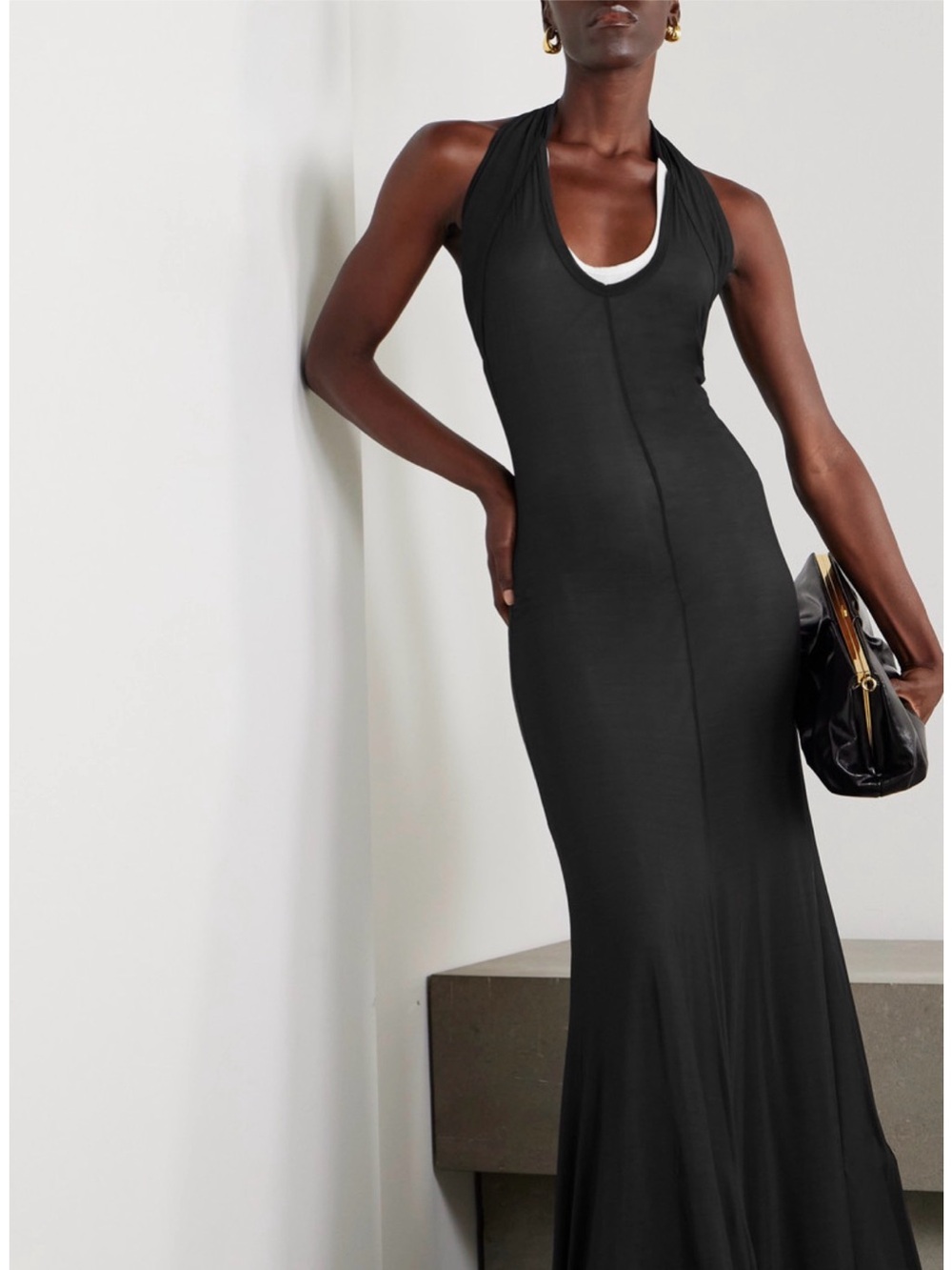 Helmut Lang From Net A Porter  Black Halter Maxi Dress current style